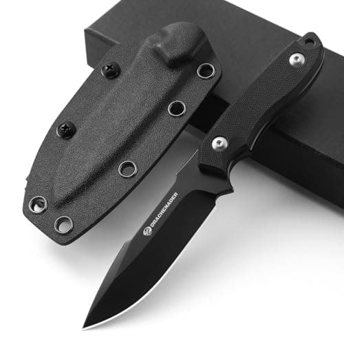 EDC D2 Steel 7-Inch Tactical Knife with Kydex Sheath and Clip Lock — C- Black Balde + Black Handle