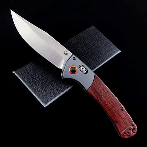 7 D2 Steel Axis Lock Knife with Wood Handle — orange