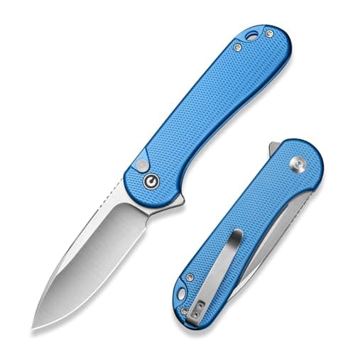 CIVIVI Elementum II Damascus Blade Pocket Knife, Deep Carry Clip, EDC C18062PB-DS1 — Blue