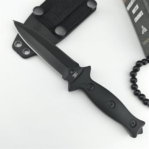 Goshawk 7.3" 440C Black Coated Fixed Blade Knife with ABS Handle