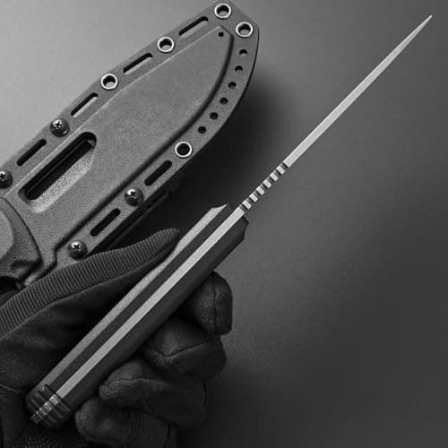 Gtkii Black Fixed Blade Knife AUS-8 Steel, Full Tang, Nylon Fiberglass Handle, EDC Tool for Outdoor Adventure