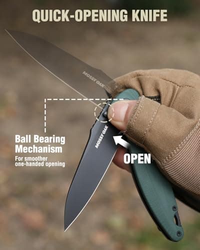 Mossy Oak EDC Folding Knife, 3.54" D2 Steel, G10 Handle, Perfect for Camping and Hunting