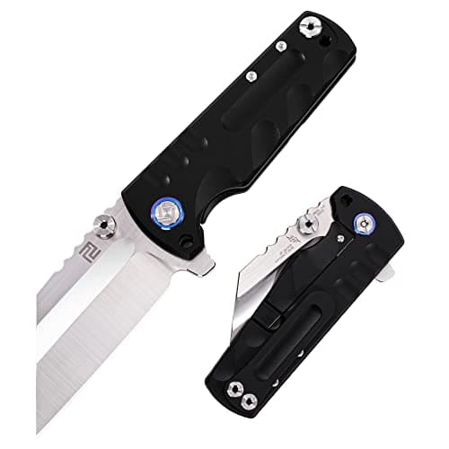 ARTISANCUTLERY Proponent Folding Knife D2 Steel Blade G10 Handle 1820P Blue — Black-Aviation Grade Titanium Alloy Handle