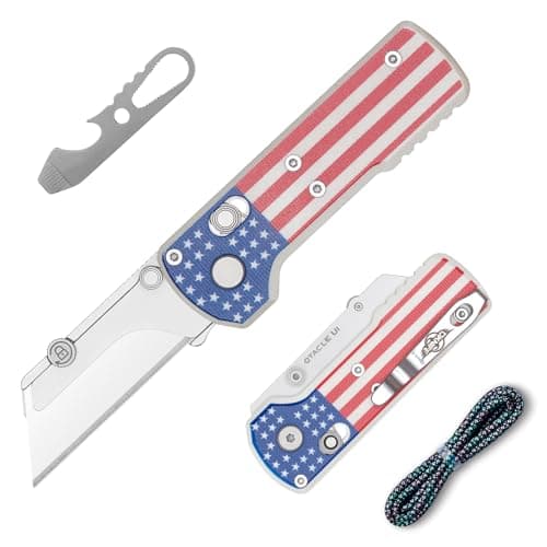 OKNIFE Otacle U1 Folding Utility Knife with Rail Lock and Pocket Clip — Stars & Stripes