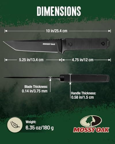 Mossy Oak 14C28N Full Tang Tanto Knife for Survival, Hunting, and Outdoor Use