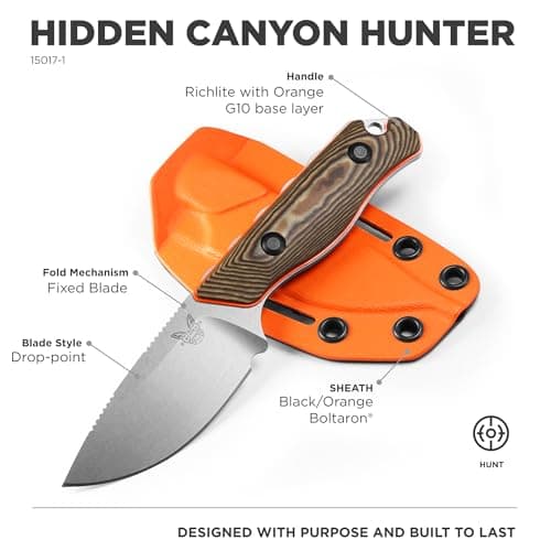 Benchmade Hidden Canyon Hunter 15017-1 Fixed Blade Knife Orange G10 Handle
