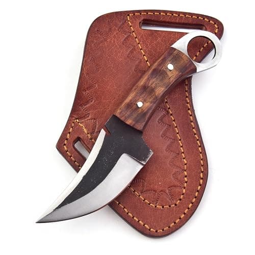 8-Inch Carbon Steel Forge Tracker Knife - Bushcraft Hunting Skinning Knife with Leather Sheath