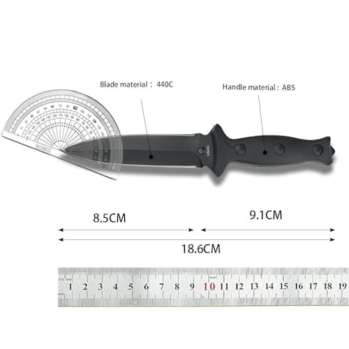 HUAAO 7.3in Full Tang 440C Stainless Steel Utility Knife with ABS Sheath