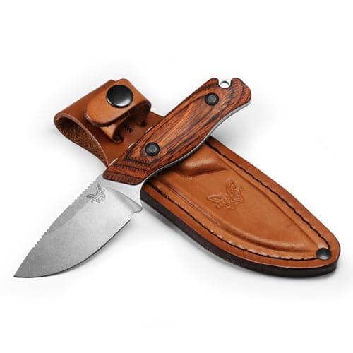 Benchmade Hidden Canyon Hunter 15017-1 Fixed Blade Knife Orange G10 Handle — Wood Stabilized Wood - Satin Finish