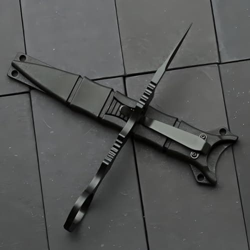 6.7 Inch 440C Fixed Blade Portable Knife for Camping with Kydex Sheath (Black)