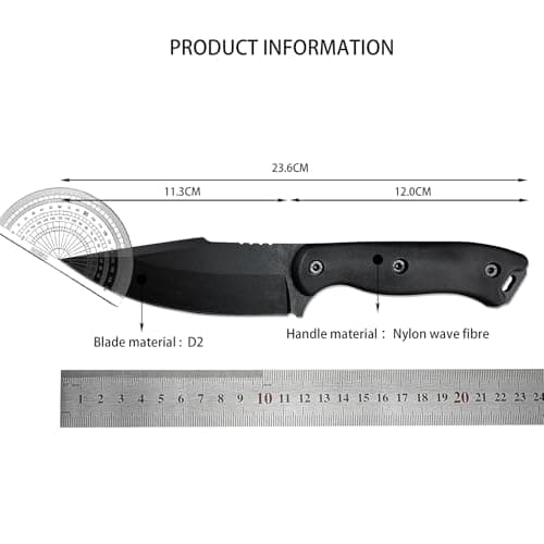 HUAAO 9.1 inch Harpoon D2 Steel Tactical Knife with Sheath, Camping & Hunting