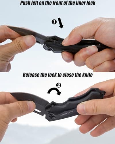 Mini Folding Pocket Knife with Drop Point Blade for Men (Black)