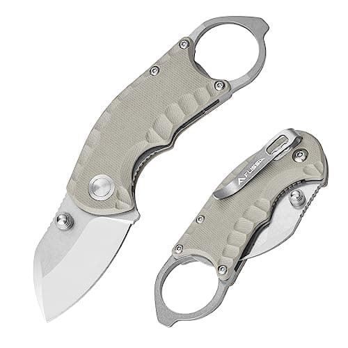 FLISSA Desert Tan 4" Utility Knife, 8Cr13MoV Blade, Liner Lock, EDCPocket KnifeClip&Bottle Opener