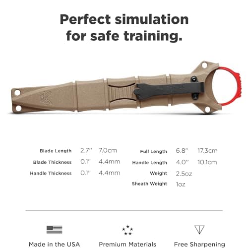Benchmade 176T SOCP Tactical Training Dagger, Red 400C Handle