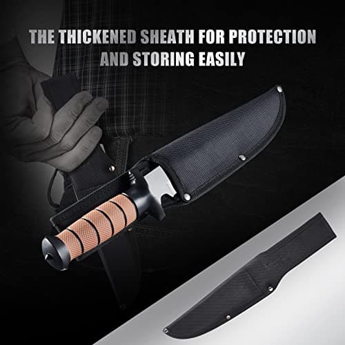 13.6" Stainless Steel Full Tang Bowie Knife with Sheath for Camping, Hunting, and Adventure, D101BK