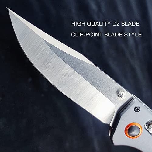 HUAAO Crooked River Folding Knife With D2 Blade For Outdoor Activities (Dark Brown Wood)