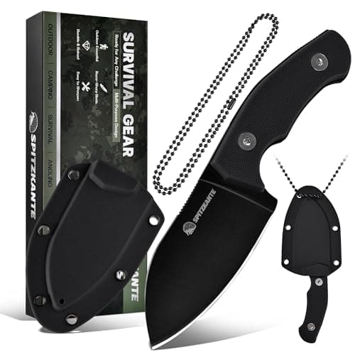 P-DA 5.5" Neck Knife, 2.8" 5Cr14MoV Stainless Steel, Mini EDC for Men, Green Sheath Included — A- Full Black