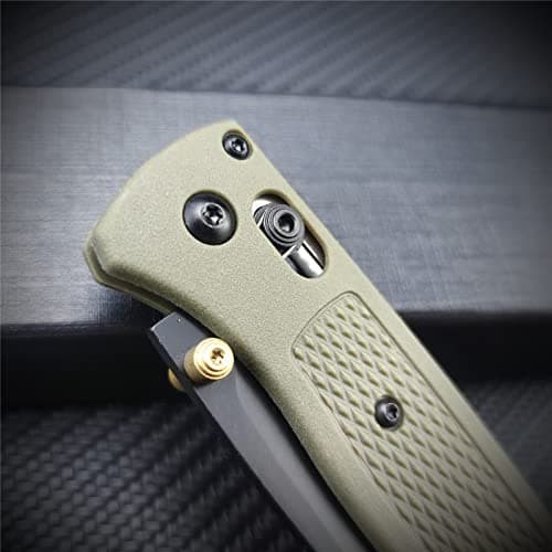 Axis Lock Knife, Men's EDC Folding Pocket Knife, Green Grivory Fiberglass Handle, Coated Blade, Lightweight Belt Clip