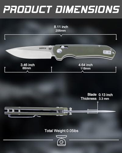 Axis Lock Pocket Knife, 3.46" D2 Steel Blade, G10 Handle, Crossbar Lock, Camping & Hiking