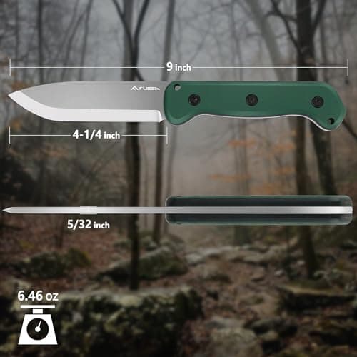 FLISSA 9" D2 Steel Hunting Knife for Camping & Outdoor, Christmas Gift