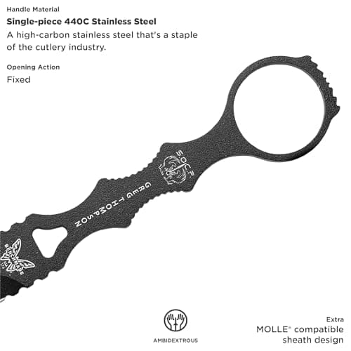 Benchmade SOCP Double Edge Dagger, Black Handle