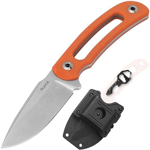 Ruike 360 Rotate Fixed Blade Knife, Tactical Stainless Steel Hunting Survival Tool — F815 Orange (small & lightweight)