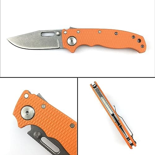 Shark-Lock AD20.5 Thumb-Assist Folder with 8Cr13MoV Blade, Orange Handle, for Camping and Hunting