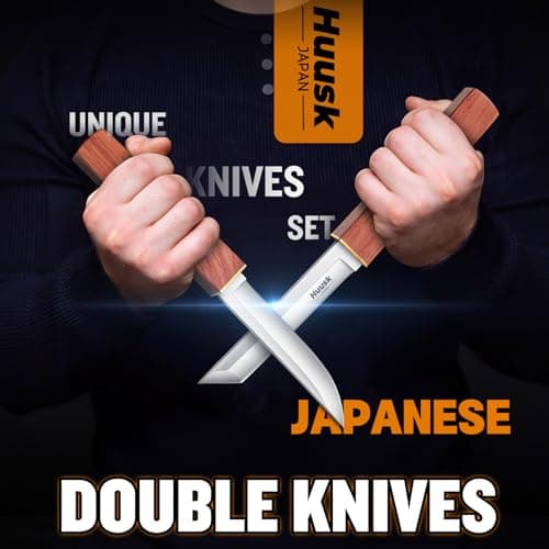 Huusk 2-In-1 D2 Steel Samurai Knife for Men: Camping, Bushcraft, Hiking, Fishing