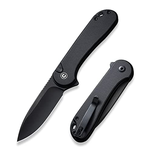 CIVIVI Elementum II Damascus Blade Pocket Knife, Deep Carry Clip, EDC C18062PB-DS1 — Black