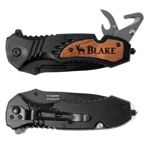 Palmetto Wood Shop Custom Laser Engraved Pocket Knife - Perfect Gift for Men
