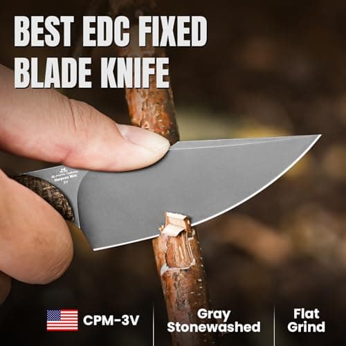 Kizer Mini Harpoon Fixed Blade Knife, 1040SM1, Micarta Handle, Hunting and EDC Camping Knife