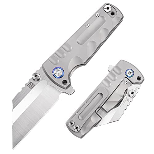 ARTISANCUTLERY Proponent Folding Knife D2 Steel Blade G10 Handle 1820P Blue — Silver-Aviation Grade Titanium Alloy Handle