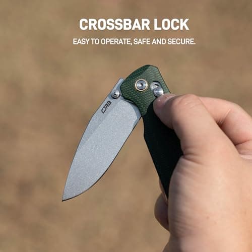 CJRB Maximal Folding Knife, Green Micarta Handle, Crossbar Lock, J1954 Green
