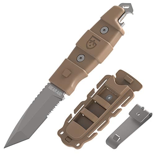 GEAR AID Quick Release Sheath, 3" Titanium-Coated Blade Tanto Knife