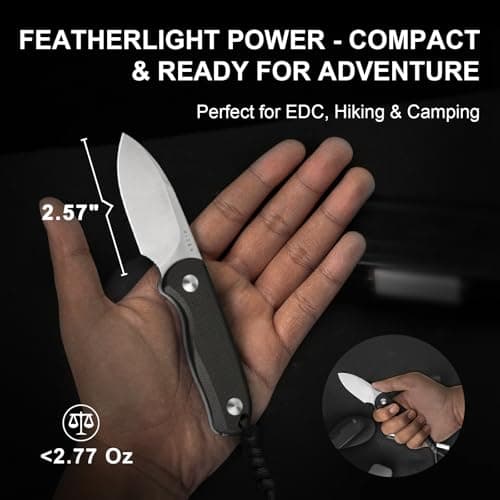 Kizer Drop Bear D2 Satin EDC Knife, Black G10 Handle, Outdoor Survival Tool