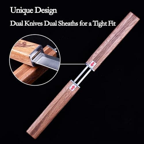 Professional 2-Piece Steak Knife Set with Bamboo Sheath for Chefs and Camping
