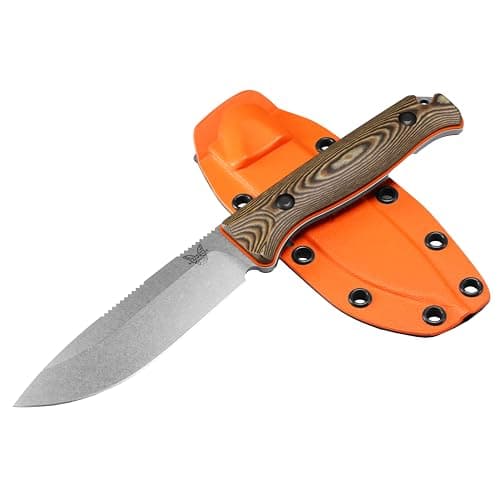Benchmade Saddle Mountain 15002 Hunting Knife Wood Handle — Chocolate/Brown/Maple, Orange G10 - Drop Point