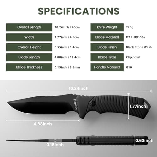 Bushcraft Survival Fixed Blade Knife D2 Steel G10 Handle
