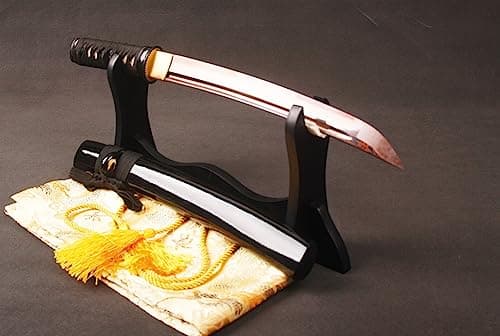 12 Inch Damascus Steel Roasted Red Tanto Sword Full Tang