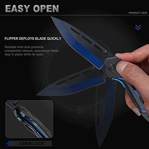 EDC Tactical Knife, Liner Lock, Stainless Steel, Ideal for Guys, Gifts for Dad, Husband, Outdoor Adventures