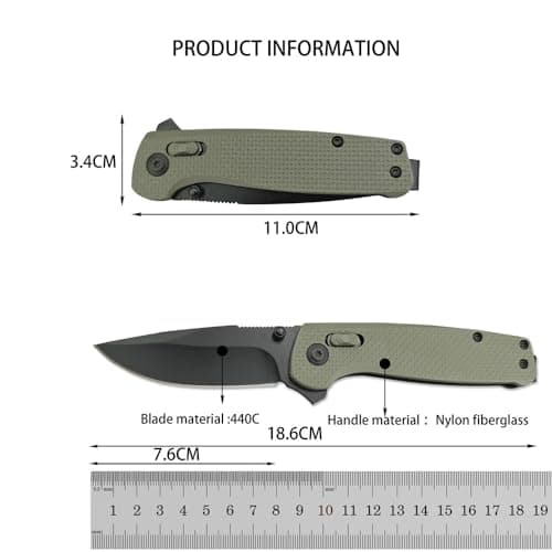 3 Blade 440C Steel Foldable Knife with Lock, Flipper Camp Defense Tools
