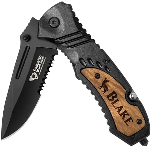 Palmetto Wood Shop Custom Laser Engraved Pocket Knife - Perfect Gift for Men