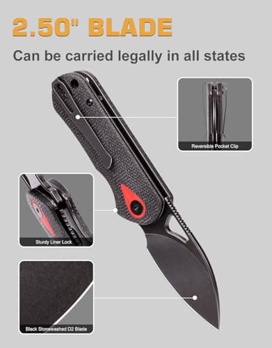 Compact 2.5 Folding Knife with Micarta Handle - Ideal Gift for Men and Women