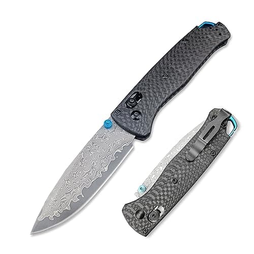 HUAAO Damascus Pocket Knife for Men, Axis Lock, Carbon Fiber Handle, Pocket Clip, EDC Gifts