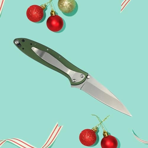 Green Leek Assisted Opening Knife, 5Cr15Mov Blade, Stainless Steel Handle, Flipper Lock