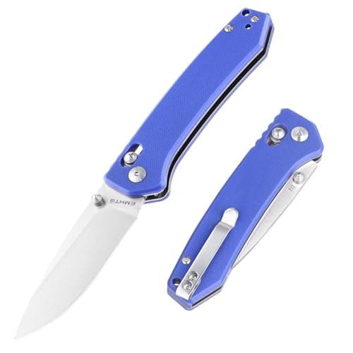 3.14" D2 Steel Satin Blade Folding Knife, G10 Scales, Axis Lock, Reversible Clip, Perfect for Men, Women, Camping & Hiki — Blue