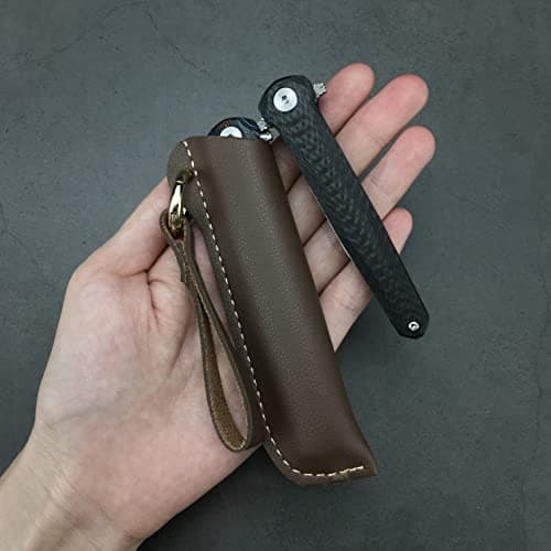 HUAAO Damascus Pocket Knife, 2.9”, Carbon Fiber Handle, Liner Lock, Black