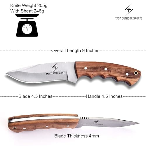 9" Olive Wood Handle Skinner Knife – 1095C Steel Full Tang Bushcraft Knife for Men, Camping, and Survival