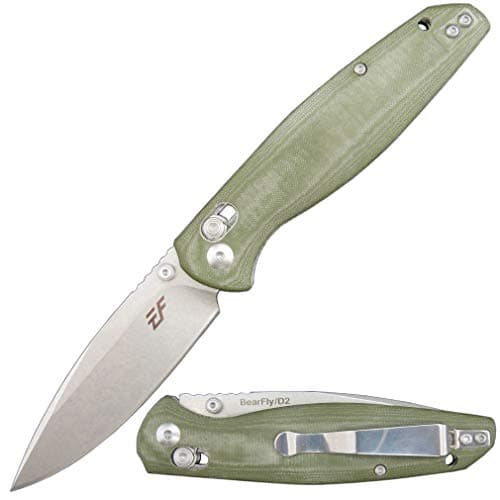Eafengrow EF966 D2 Blade Tactical Knife with Micarta Handle (BLACK) — green