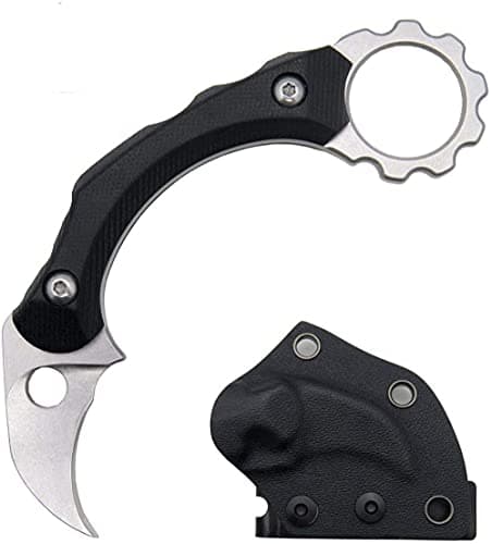 Canku C1105 D2 Steel Fixed Blade Knife, G10 Handle, EDC, Outdoor Survival, Camping (Black) — Silver